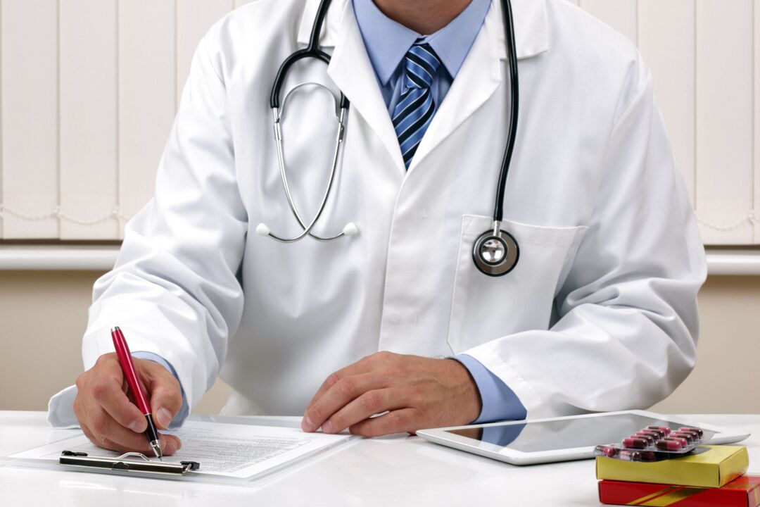 the doctor prescribes treatment for worms